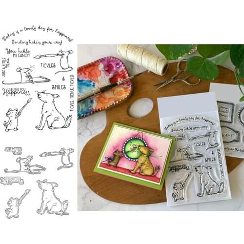 Wishing You Happiness Clear Stamps with Metal Cutting Dies for Diy Scrapbooking Paper Cards Silicone Transparent Stempels Seal