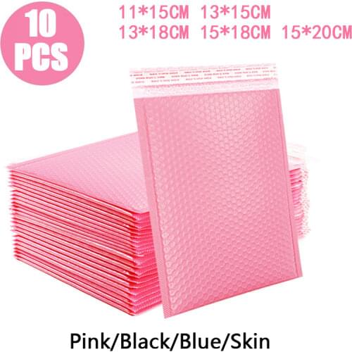 10pcs/Lot Bubble Envelope Bags Self Seal Mailers Padded Shipping Gift Waterproof Sealing Packaging Matte Bag Pink