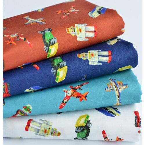 Aircraft Robot Car Digital Ink Jet Printing Patchwork Fabric Children Quilting Clothes Doll Making Fabric