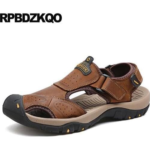 Flat native big size designer plus fashion mens sandals 2019 summer outdoor closed toe 46 beach shoes 45 casual breathable brown