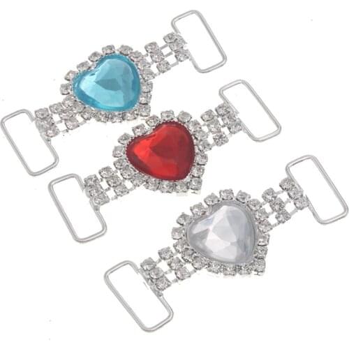 Rhinestone Solid Brass Buckle Bikini Connector Ribbon Slider Buckles Diamante Brass Metal Decors Diy Wedding Embellishments 2pcs