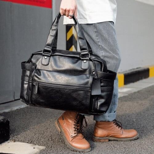Brand Leather PU Mens Travel Handbag Large Capacity Multifunctional Portable Duffle Bag Casual Male Crossbody Gym Boarding Bag