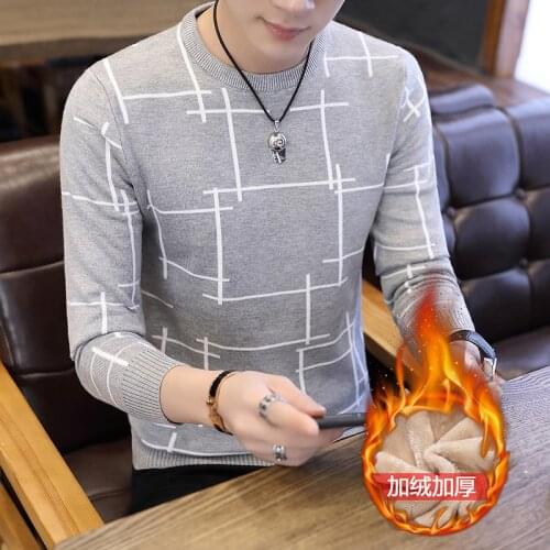 Beige Grey Black Navy Long Sleeve Winter Sweater Men Casual O-Neck Pullovers Solid Fleece Mens Sweaters