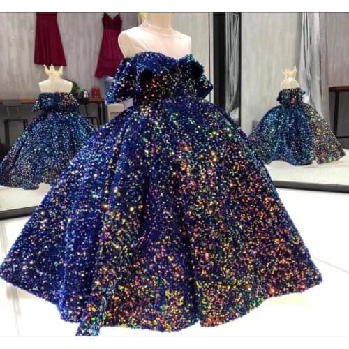 Heavy Industry Sequin Design Childrens Dress for Weddings Kids Evening Gown High-End Sleeveless Girls Princess Dresses L694