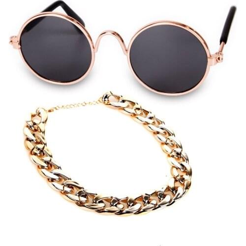 Pet Decorations Set Sunglasses Glasses Dog Necklace Combination Set Cat Accessories Pet Dogs Accessoires collar dog