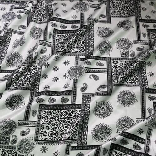 Fashion Ethnic Print Satin Fabric DIY Material for Craft Ribbon Scarf