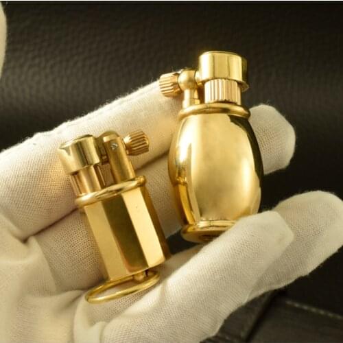 Shape of The Vase Kerosene Gasoline Cigarette Lighter Brass Body Mini Personal Creative Vintage Grinding Wheel Flint Oil Igniter