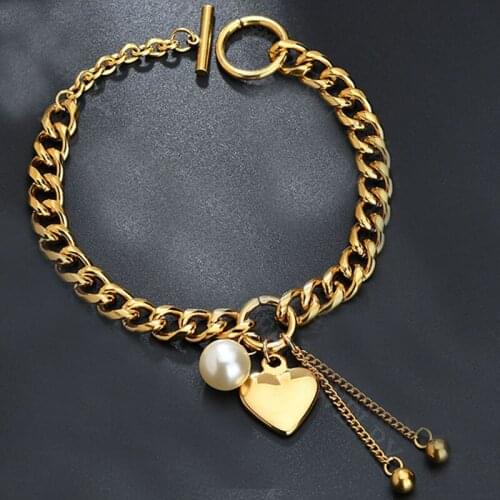 Punk Hip-hop New Ladies Stainless Steel Girlfriends Couple Birthday Gift Wild Love Peach Heart Garbage Aesthetic Bracelet