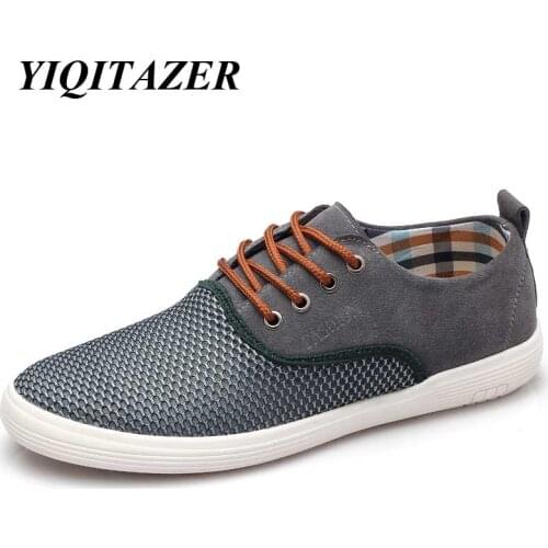 YIQITAZER 2017 New Mens Casual Shoes canvas Shoes for Men,Business Lace-up Breathable Fashion Summer Flats Fashion Man Shoes