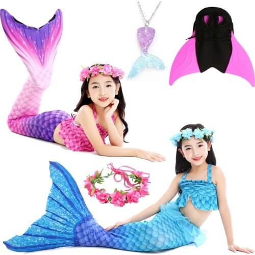 Mermaid Tail Swimsuit with Monofin for Girls Holiday Dress Costume Bathing Swimuit Birthday Gift Halloween Costumes for Kids
