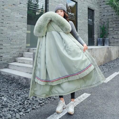 Detachable Pie To Overcome 2021 Womens Mid-length Over-the-knee Slim-fitting Plus Velvet Padded Coat, Loose One-Coat Three-Wear