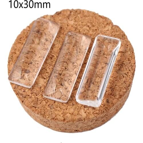 Onwear 10pcs 10xx30mm rectangle transparent clear glass cabochons diy jewelry findings thickness 4.5mm