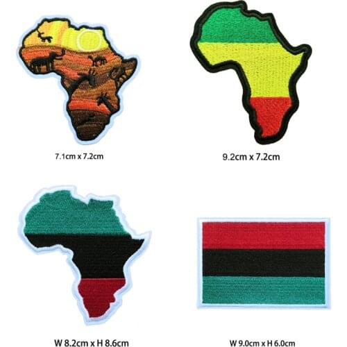 10pcs Africa Map African Animal Embroidered Iron On Patch, BLM biker Vest jean jacket clothing DIY accessories