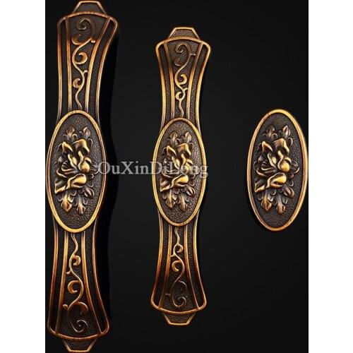 10PCS European Antique Kitchen Door Furniture Handles Retro Cupboard Drawer Wardrobe Wine Cabinet Pulls Handles and Knobs