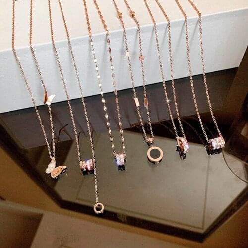 2021 Fashion Women Moon Butterfly Pendant Necklace Geometric Micro Zircon Heart Star Necklace Female Charm Korean Gift Jewelry