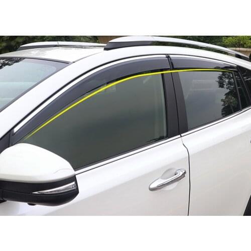For Toyota RAV4 2013 2014 2015 2016 2017 Plastic Window Visor Rain Sun Shield Guard Deflector Trim 4pcs Car Styling