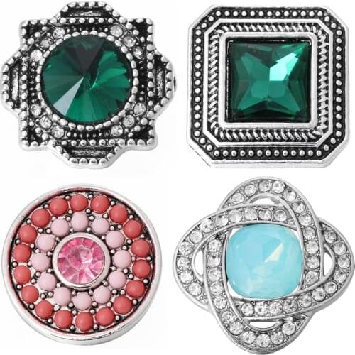 5pcs/lot New Snap Button Jewelry Crystal Rhinestone Flower 18mm 20mm Metal Snap Buttons Fit Snap Bracelet Bangle