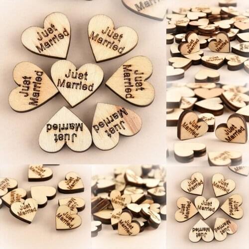 50pcs Rustic Wooden Love Heart Wedding Table Scatter Decoration Wood Crafts Craft Accessories Rustic Wedding Party DIY Decorati