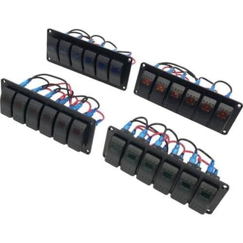 6 GANG Rocker Switch Panel Marine Boat Waterproof 12/24 V Circuit Breaker