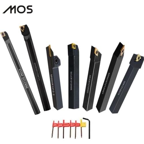 MOS 7 Sets of 12mm CNC Lather Turning Tool Holder Boring Bar Set With Carbide Inserts for Metal Machining Combined Cutting Tool