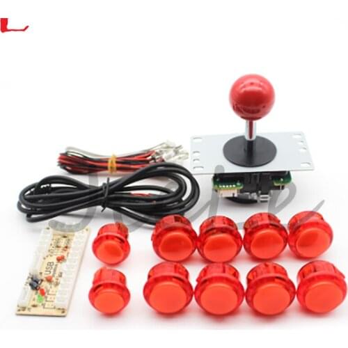 Arcade Game DIY Part kit for PC Mame Raspberry Pi Retro Pie 5Pin 8 way Copy SANWA Joystick Transparent no LED 30MM 24MM Buttons