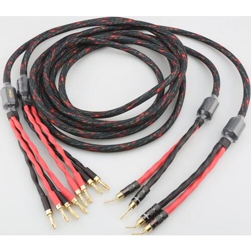 Audiocrast SC08 Electric Speaker Cable HIFI Audiophile Cable Banana To pin banana Plug Biwire LoudSpeaker Wire Audio Line