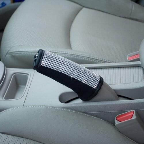 Car Handbrake Grips Cover PU Diamonds Parking Covers Black Leather Auto Accessories