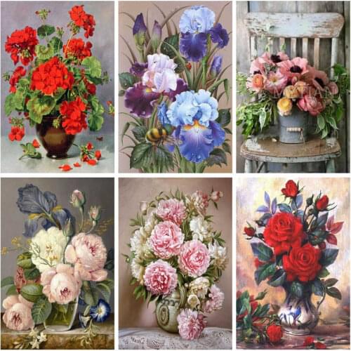 AZQSD 5D Diamond Painting Flowers Full Kit Square/Round Drilling Diamond Embroidery Vase Sale DIY Needlework Home Decoration