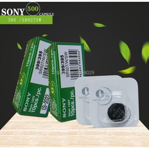 500pc Sony 1.55V 395 SR927SW 399 SR927W LR927 AG7 Watch Battery SR927SW 395 Button Coin Cell Single grain packing MADE IN JAPAN