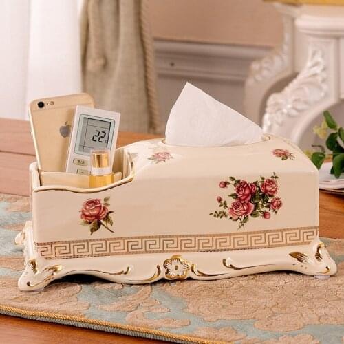 Paper Box Ceramic Organizer Durable Multifunctiona Tissue Box Desktop Remote Holder Pencil Holder For Office Home Storage Box