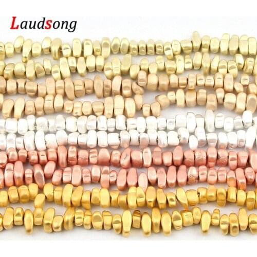 110Pcs/Strand Gold Silver plated Matte Irregular Shape Hematite Beads Natural Stone Beads For DIY Loose Bracelet Jewelry Making