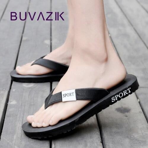 BUVAZIK men summer flip flops shoes beach slippers ight Non-Slip Flat Sole Casual Sandals Male Soft slippers outdoor EVA