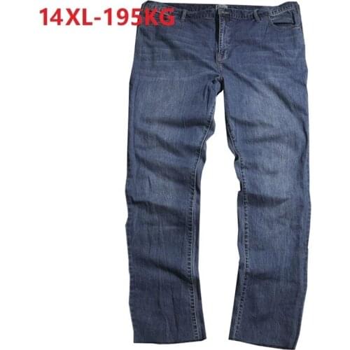 Big Size 14XL 195KG men autumn winter jeans man big size loose denim pants elasticity oversize jeans