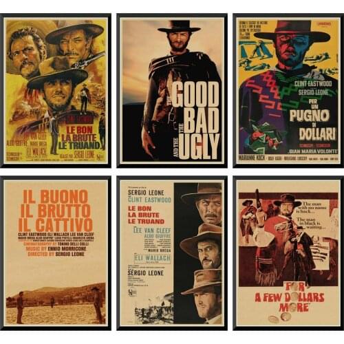 The Good The Bad And The Ugly Classic Movie Kraft Poster Wall Sticker Home Bar Posters Home Decor Gift 42X30Cm