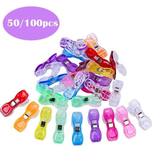 MIUSIE 50/100 PCS Sewing Clips Edge Clip Fabric Clamps Plastic Clips Garment Clips Multi Color for Patchwork Sewing Quilting DIY