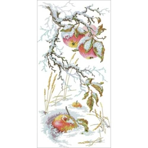 Apple in the snow patterns counted 11CT 14CT 18CT DIY Cross Stitch Sets wholesale Cross-stitch Kits Embroidery Needlework