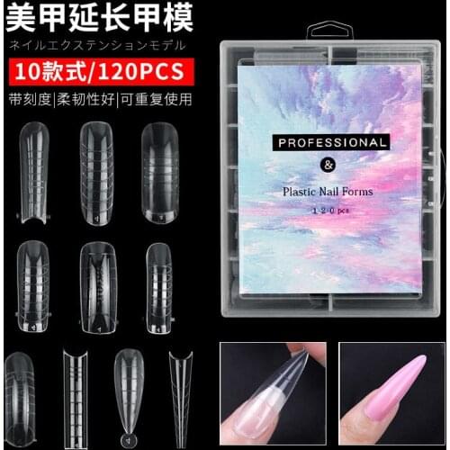12 Sizes x10PCS Fake Nails Model Tips With scale Speedy UV Nail Crystal Extension False Nail Reusable Model Manicure 10 Styles
