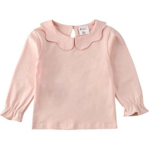 Kids Baby Girls clothes Pullover Long Sleeve Cotton solid Tops turn-down collar newborn Toddler Ruffle T-Shirts one pieces