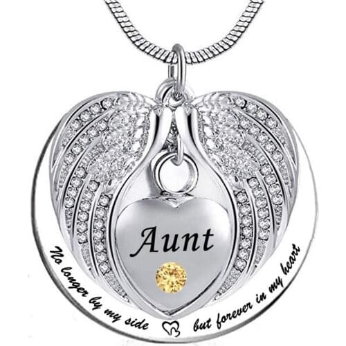 Unisex No Longer by My Side But Forever in My Heart aunt Cremation Ashes Urn Pendant Stainless Steel waterproof Necklace