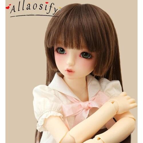 Allaosify Bjd doll wig 1/3 1/4 1/6 high temperature silk golden brown straight this is Beautiful bjd hair