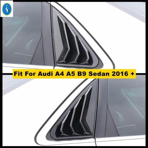 Plastic Black / Carbon Fiber Look Rear Quarter Window Scoop Louvers Spoiler Panel Cover Trim For Audi A4 A5 B9 Sedan 2016 - 2020