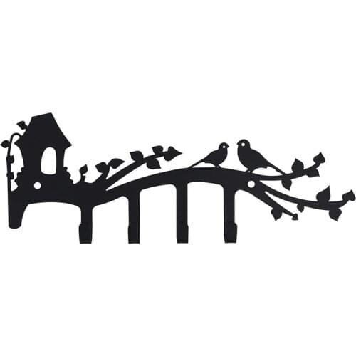 Practical Wall Mounted Iron Key Holder, 12 Inch with 4 Key Hooks Organizer for Car or House Keys, Key Rack with Screws and Ancho