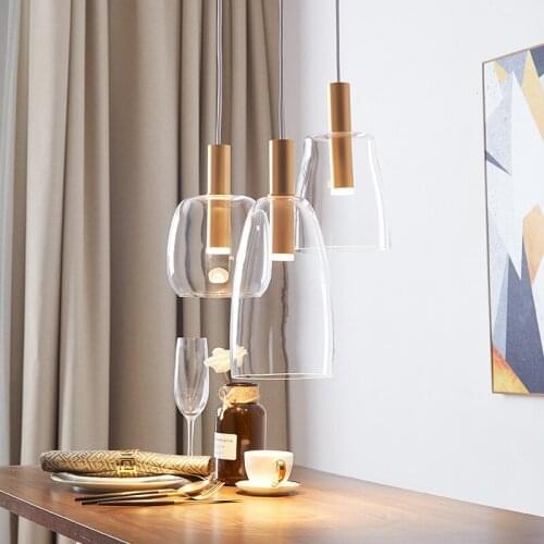 Simple Post-modern Restaurant Pendant Lights Bar Cafe Dining Room Kitchen Hanging Lights Bedroom Home Decor Glass Pendant Lamps