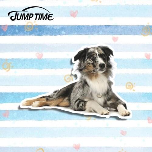 Jump Time 13cm x 8.5cm Australian Shepherd Lovely Dog Car Stickers Decal Creative Modified Stickers Waterproof 3D Car Styling