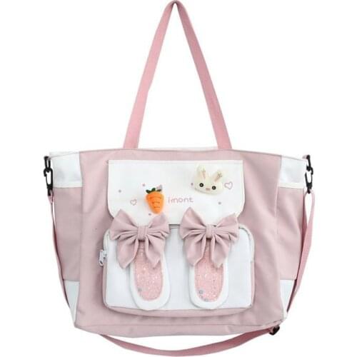 Japanese Style Cute Student Tote Shoulder Bag Funny Bow Rabbit Eears Lolita Ladies Messenger Bag