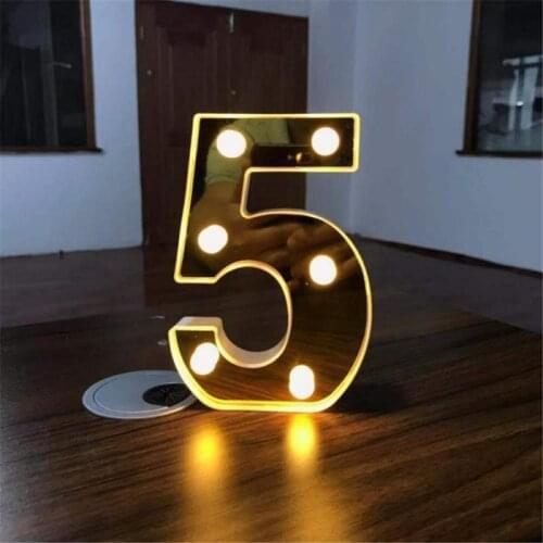 LED Night Lights 16cm Golden 0-9 Digital Number Lights Birthday Wedding Christmas Home Decoration Holiday Party Lighting
