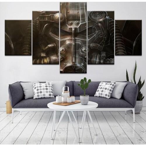 The power armor fallout 5 Piece Wall Art Canvas Print modern Poster Modular art painting for Living Room Home Decor