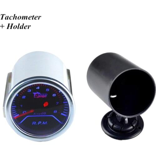 EE support 2" 52mm Universal Tacho Gauge Meter Pointer Automobile Car Clock Smoke Len LED Tachometer + Pod Holder