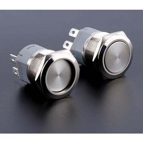 Momentary Latching Push Button Max 15A Ampere Power Switch 16/19/22MM Flat Head IP67 Car Switch Waterproof Push Button Switch