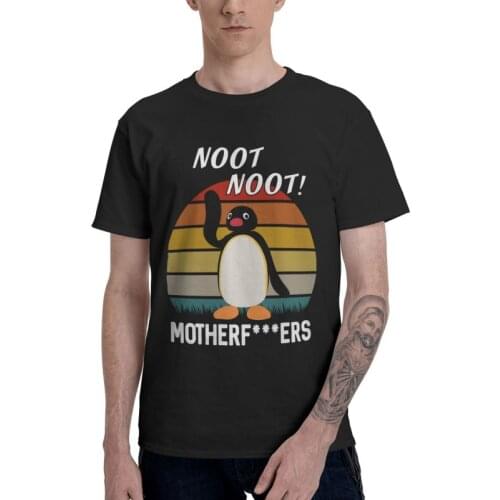 Funny Pingu Penguin Meme T-shirt Mens Graphic T Shirt Short Sleeve 100% Cotton Noot Noot Motherfu***s Tshirt Urban Tees Tops